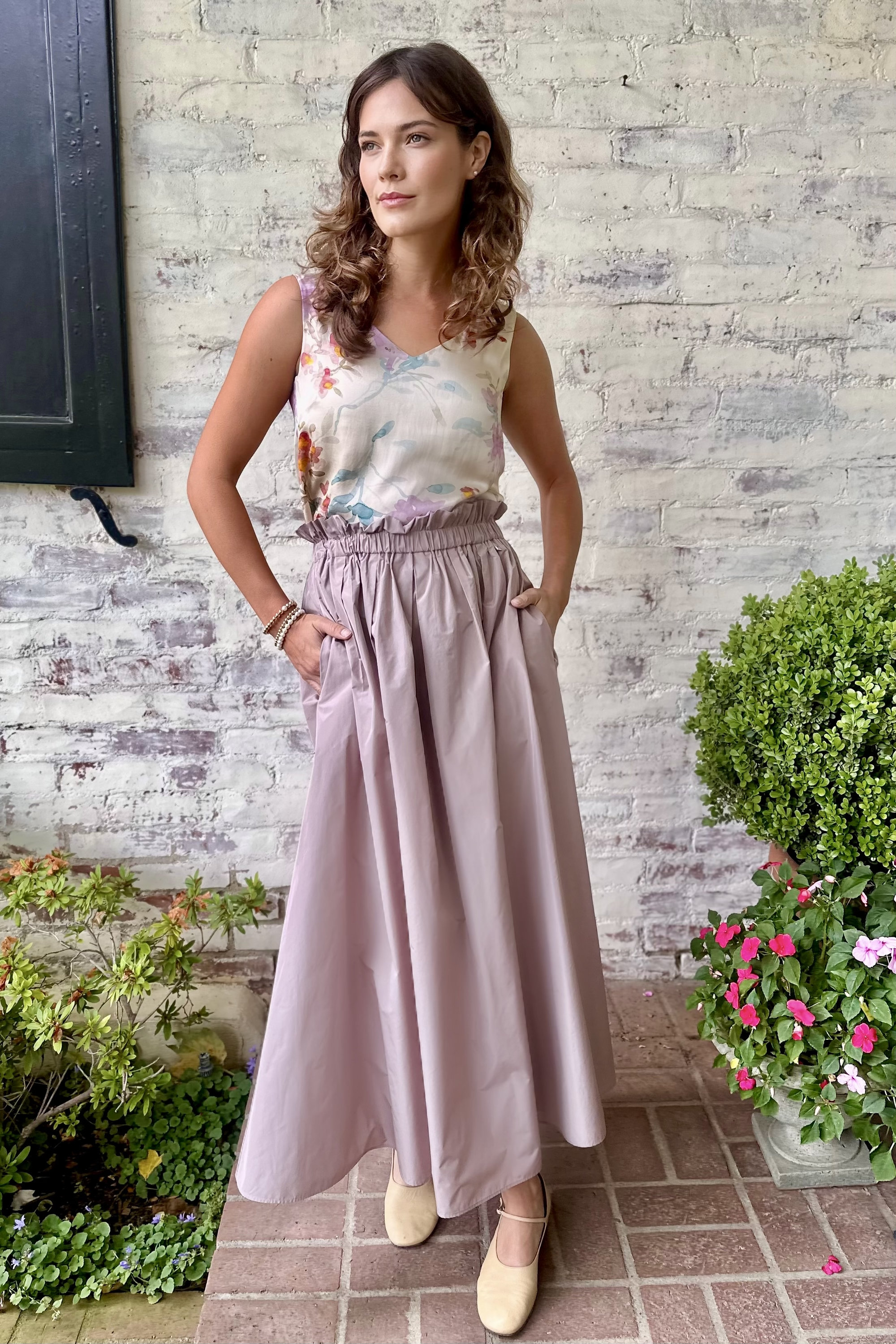 Techno Taffeta Skirt Dusty Rose
