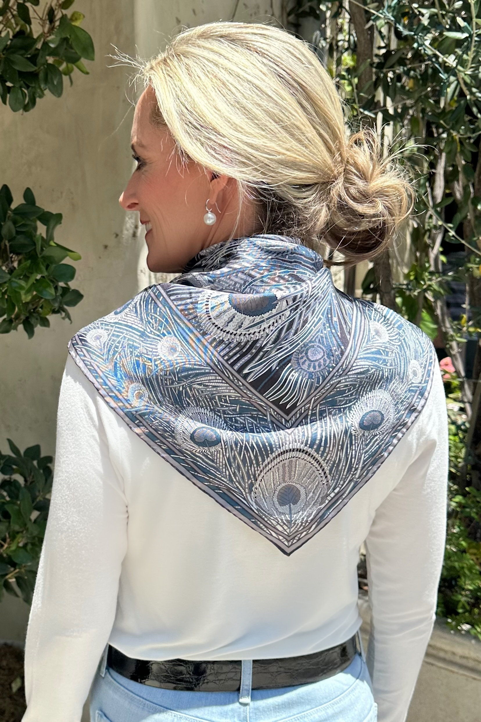 Liberty of London Hera Scarf - Grey/ Navy